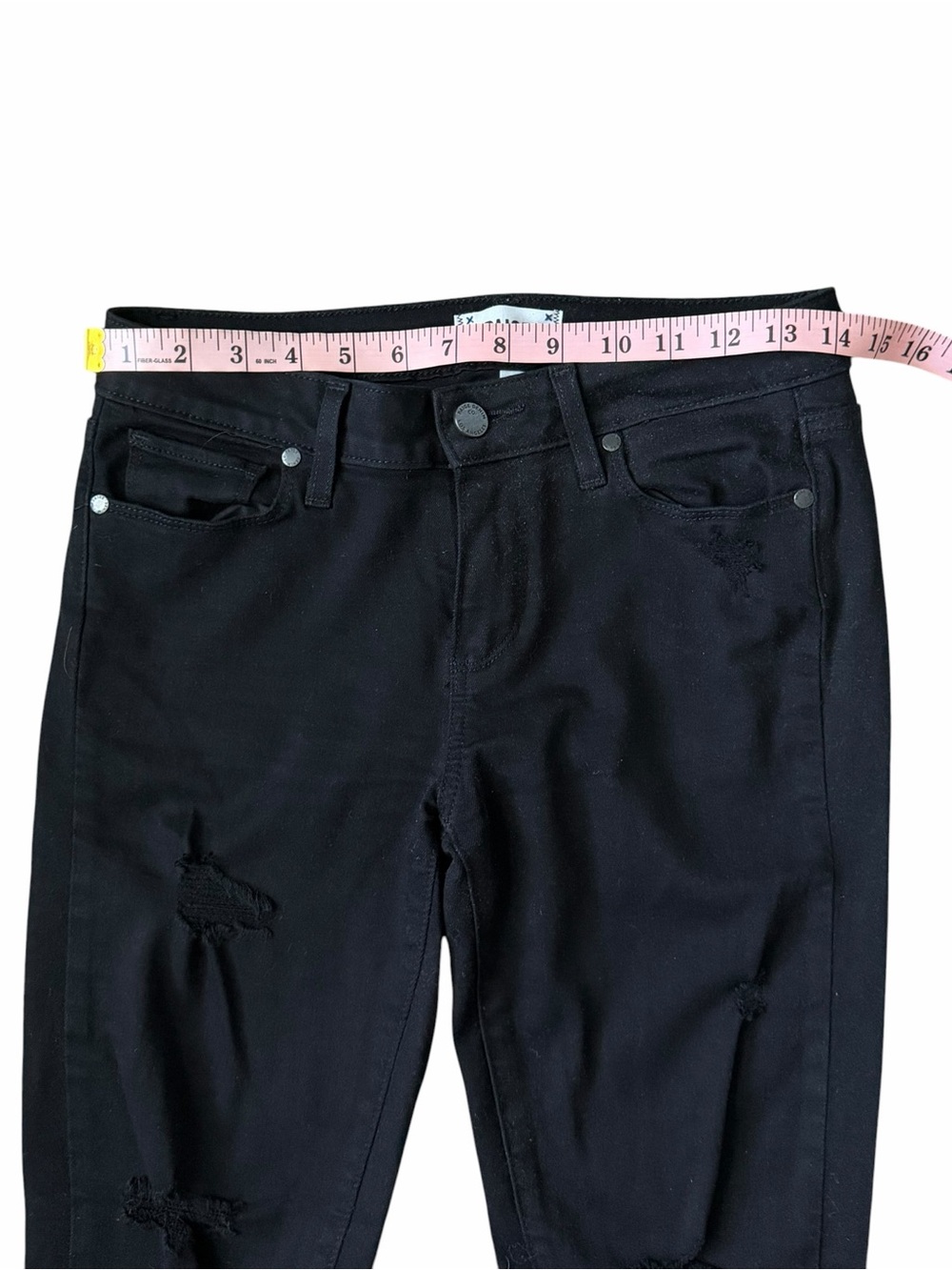 PAIGE Verdugo Ultra Skinny Black High-Rise Distressed Jeans 27 - Picture 6 of 9